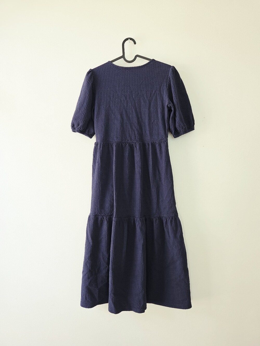 Boden Jersey Seersucker Midi Dress Navy Size 2 - Picture 3 of 6